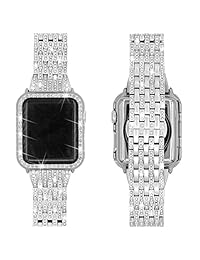Falandi   Correa de repuesto para Apple Watch con diamantes de imitación para hombre y mujer, de acero inoxidable, para iWatch Series 3, 2, 1, Nike+ Sport Edition, 42 mm