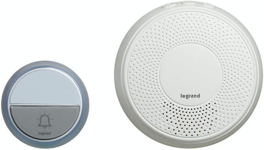 Legrand 94252 Round Wireless Doorbell 15 Melodies with Label Holder