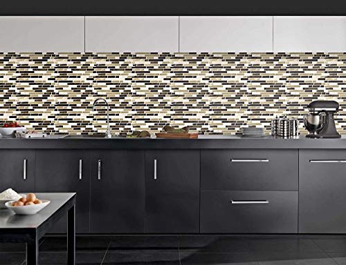 Yipscazo Peel and Stick Backsplash Tile for Kitchen, Anti-Mold Wall Tile in Beige (10 Sheets 10"x10")