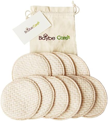 BC Washable Nature Organic Cotton Nursing Pads(10 Pack) Travel Bag Leakproof Ultra Soft Non Toxic-Hypoallergenic Reusable Breastfeeding Pads