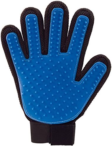 Global Epworth Better Petter Dog &amp; Cat Brush Glove - Gentle Grooming Mitt Your Pet Will Love(Blue right hand)