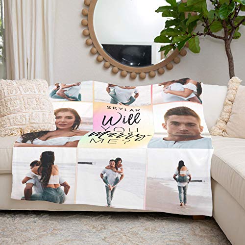 Custom Couple Blanket with 8 Photo Collage & Text Custom Picture