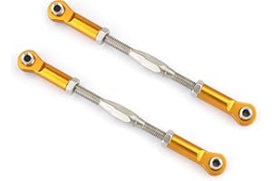 Hosim RC Turnbuckles Front & Rear,83-97mm Adjustable Camber Linkage Rod Ends Aluminum for RC Cars 1/10 Traxxas Slash 4x4 Upgrades Hop-up Parts(2 PCS) (Gold)
