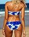 Ninimour Women Denim Halter Sku Blue Cloud Top Bottom Swimsuit Bikini Set, Medium, Blue