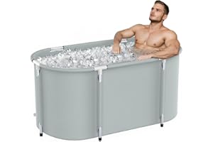 XICIKIN Ice Bath Tub 129 Gallon Cold Plunge Tub Portable Bathtub for Adults for Hot and Cold Baths, Indoor and Outdoor Use (Grey)