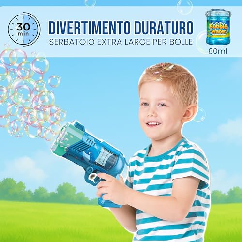 Blubbel LED Soap Shooter, Games Gun, Automatic Machine, Bubble Gun, Air Cannon, Wedding Toy, Summer Gift Children, 120 ml Liquid Included