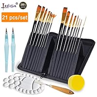 Lasten 21 Pcs Paint Brush Set,Professional Paint Brushes Nylon Hair Artist Acrylic Paint Brushes for Acrylic Watercolor Oil Gouache Painting