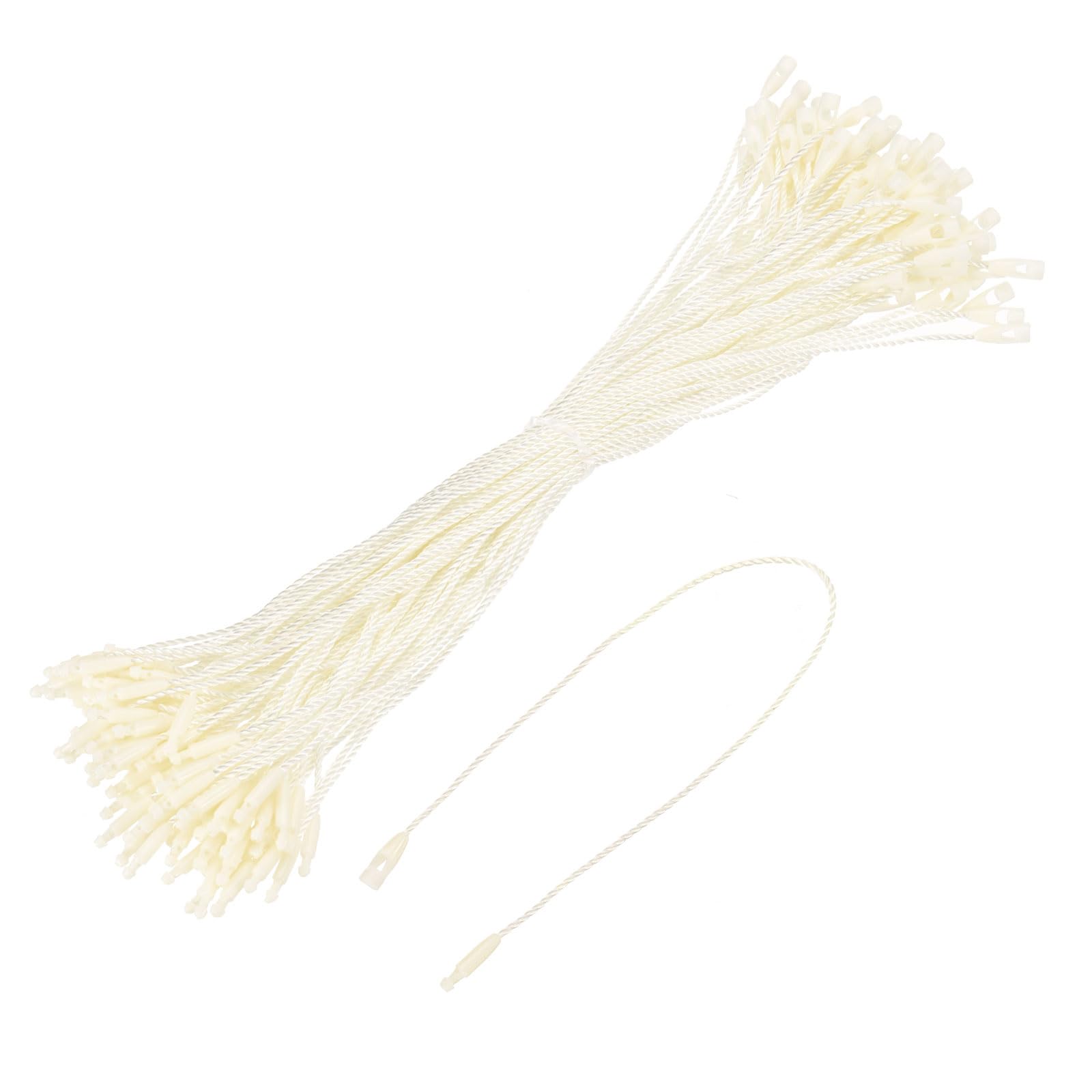 Photo 1 of MECCANIXITY Cotton Hang Tag String Snap Lock Pins Loop Price Tag Fastener Plastic Tags Ties Beige 7.8 Inch Pack of 100