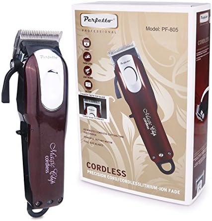 Perfetto Cordless Hair Clipper,Great for Barbers and Stylists,Rechargeable - 60+ Minute Run Time (Red)