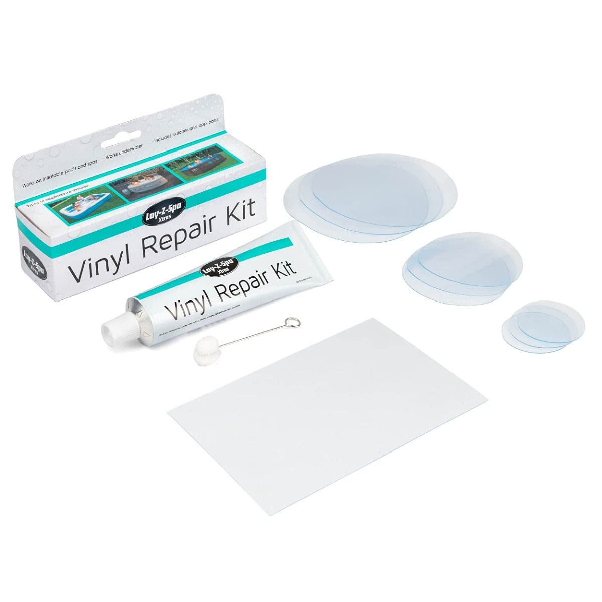 UKDeals Direct UKDD® Spa Vinyl Repair Kit for Hot Tubs, Inflatable Spas and Above Ground Pools (Repair Patches, Glue and Application Tool)