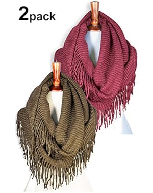 Women Winter Chunky Wide Knitted Infinity Scarf Warm Circle Loop Various Colors