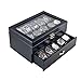 Caddy Bay Collection Black Classic Watch Case Display Box With Clear Glass Top Holds 20 Watches