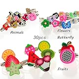 Shuning Children Kids Girls 30pcs Cute Animals Fruits Flowers Butterfly Adjustable Rings Polymer clay Toy Jewelry