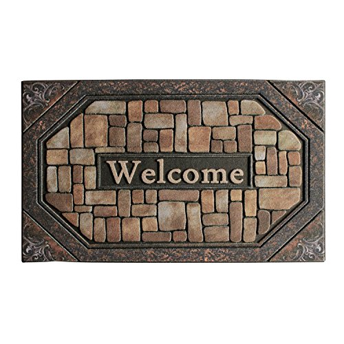 Front Door Mat Entrance Rug Floor Mats, Waterproof Floor Mat Shoes Scraper Doormat, 18''x30'' Patio Rug Dirt Debris Mud Trapper Outdoor Welcome Door Mat Carpet (Welcome)