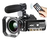 4K Camcorder, Ansteker Ultra-HD 1080P 24MP 30FPS Digital Wifi Video Camera, IR Night Vision Camcorder with Microphone and Wide Angle Lens,Lens hood (HDV-107)