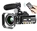 4K Camcorder, Ansteker Ultra-HD 1080P 24MP 30FPS Digital WiFi Video Camera, IR Night Vision Camcorder with Microphone and Wide Angle Lens,Lens Hood (Black+Lens)