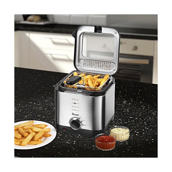Swan-15-litre-Stainless-Steel-Fryer-with-Viewing-Window-Easy-Clean-and-Adjustable-Temperature-Control-900-W-Silver-SD6060N Swan 1.5 litre Stainless Steel Fryer with Viewing Window, Easy Clean and Adjustable Temperature Control - 900 W, Silver…