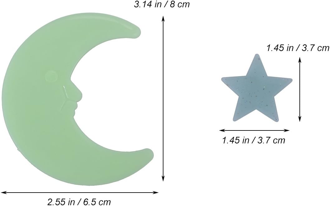 TOYMYTOY 101pcs Glow in the Dark Moon and Stars Wall Ceiling Stickers Decals Light Blue - Image 3