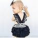 Newborn Baby Girls Lace Striped Jumpsuit Romper Playsuit + Headband Outfits (3-6M, Black&White)