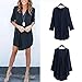 YXTech Women Long Sleeve Casual Mini Shirt Dress Loose Chiffon Ladies Short Shirt Dress (L, Black)