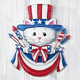 Uncle Sam Top Hat Cat Patriotic Pride Americana 4th of July USA Decor Metal Wreath Wall Decoration