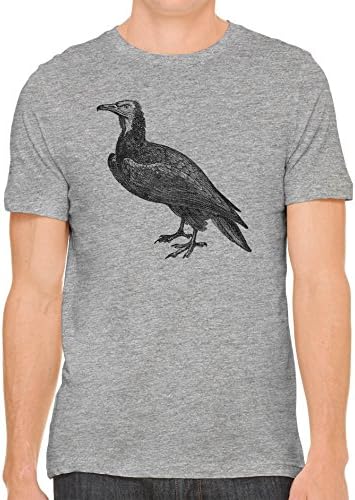 Austin Ink Apparel Large Egyptian Vulture Short Sleeve Premium Cotton Fitted Unisex Mens T-Shirt (Heather Grey, XS)