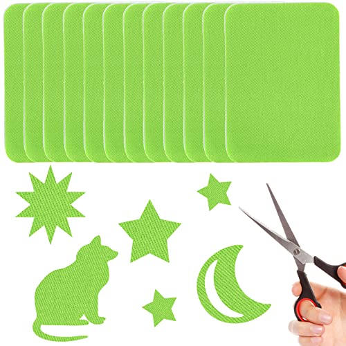 GYGYL 12Pcs 100% Cotton Iron-on Patches, Repair Patches for Clothing, Iron on for Inside Jeans and Clothing Repair (Grass Green )