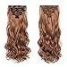 7Pcs/Set Clip in Hair Extensions 20Inch Long Wavy Heat Resistant Synthetic Hairpiece Gifts for Girl Lady Women (Light Golden Brown 30#)