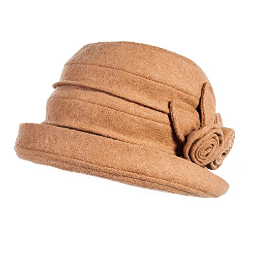 ComhatsWinter Cloche Bucket Hat for Women Wool Elegant Dress 1920s Vintage Fedora