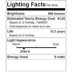 Oires 60W Equivalent LED Light Bulb 800 Lumens A19