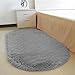 YOH Oval Soft Fluffy Shaggy Fur Area Rugs for Bedroom Bedside Couch Sofa Decor Plush Furry Floor Carpet Living Room Kids Girls Boys Room Dorm, 2.6’ x 5.3’ (Grey)