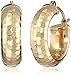 Amazon Collection 14k Yellow Gold Diamond-Cut Hoop Earrings