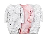 Carters Big Girls' Side Snap Bodysuit - 3 Pack