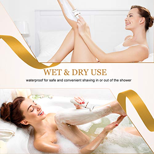 AUCEE Electric Razor for Women, Wet & Dry Rechargeable Cordless Bikini Trimmer for Women Painless Womans Electric Shaver Body Hair Remover for Legs, Underarms with LED Battery Life Display
