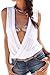 Haircloud Womens Casual Deep V Neck Wraps Sexy T Shirt Tee Tops Sleeveless Blouse
