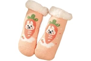 Royal Hong Beauty Fuzzy Slipper Socks for Kids Girls Women with Grippers Non Slip，Kids Warm Fuzzy Christmas Slipper Socks