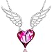 Special Outlook Love Heart Necklace - Angel Wings Rose Crystal Pendant Jewelry for Women and Girls
