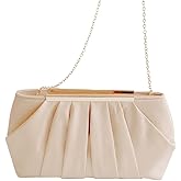 Clutch Purse for Women,Evening Clutches for Wedding, Detachable Chain Strap Pleated Crossbody Shoulder Handbag
