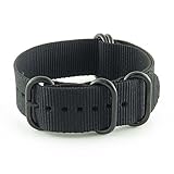 StrapsCo Ballistic Nylon NATO G10 Zulu Watch Strap w/ 5 Rings in Matte Black
