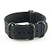 StrapsCo NATO Strap Ballistic Nylon Watch Band w/ 5 Rings in Matt Black