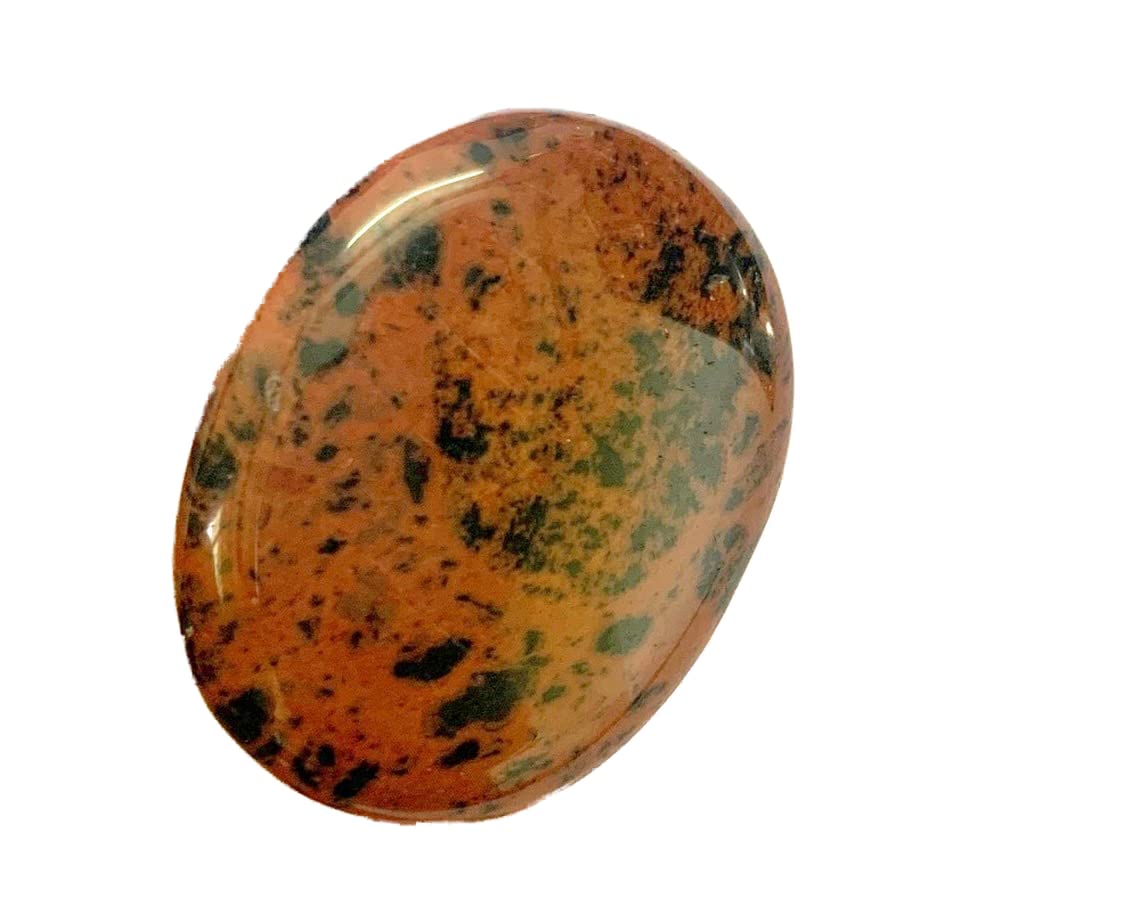 crystalmiracle Mahagoni Obsidian 1.5" Oval Worry Stone Crystal Healing Thumb Stone Handcrafted Gemstone