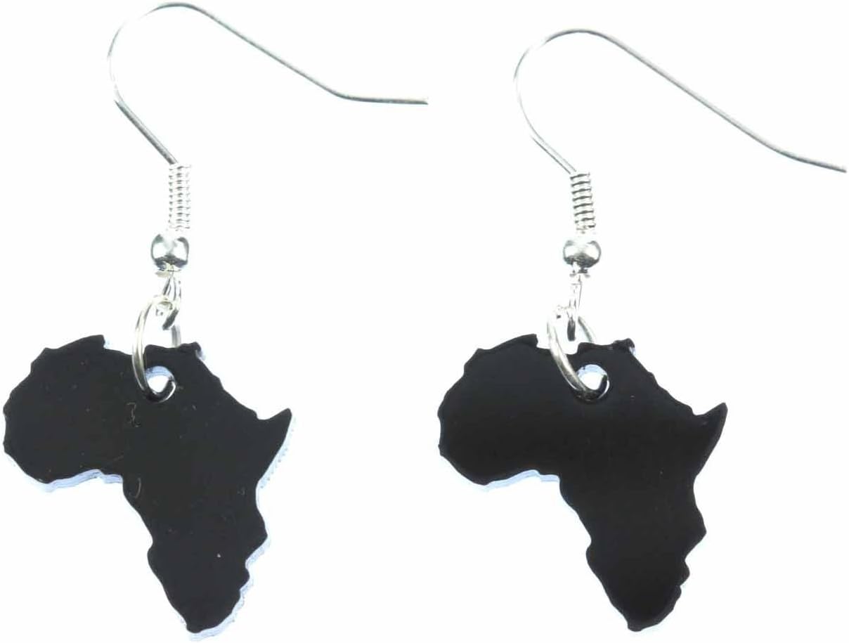 MiniblingsAfrica Earrings Miniblings Continent Country Travel Acrylic Black Reggae