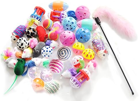 Ballmie Pet Cat Toys Variety Pack 20 Units,Interactive toys for cats, Kitten toys, best cat toys for exercise, cat toy teaser wand, your own cat toys … (20 Units)