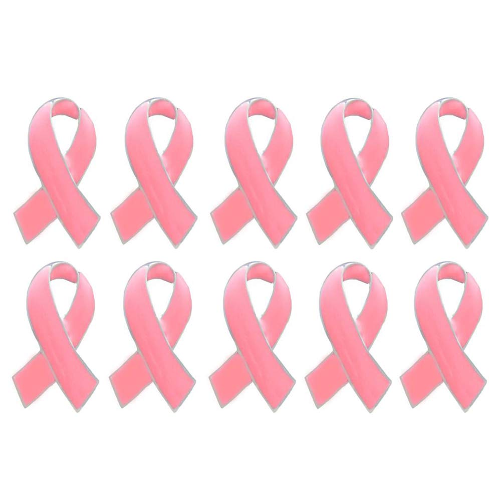 VOANZO 10Pcs/Set Womens Jewelry Enamel Pink Ribbon Brooch Pins Surviving Breast Cancer Awareness Hope Lapel Buttons Badges