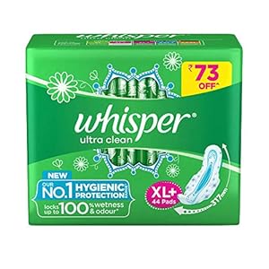 Whisper Ultra Clean Sanitary Pads for Women, XL+ 44 Napkins