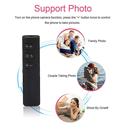 Bluetooth Receiver, Woonavir Wireless Music Receiver Bluetooth Aux 3.5mm Adapter with Clip Design for Home and Car Audio (with Audio Adapter and USB Cable) (Black) - Thumbnail 7