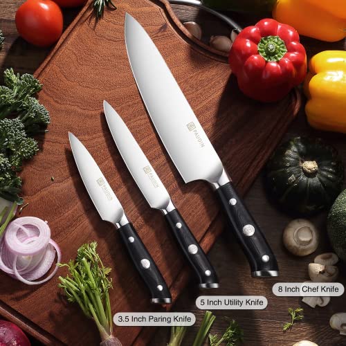 PAUDIN Kitchen Knife Set 3 Piece, Chef Knife Set Professional, 7Cr17Mov