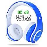 Kids Wireless Headphones,Votones Volume Limiting Adjustable Bluetooth Headphones for Children,Lightweight Fold-able Over Ear Earphone with Microphone (Blue)