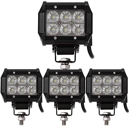 4pcs 18W LED Work Lights,ALPHA DIMA 12V 24V Flood Offroad Driving Fog Lamp for Truck Car 4X4 Tractor Flood Beam [Energy Class A+++]