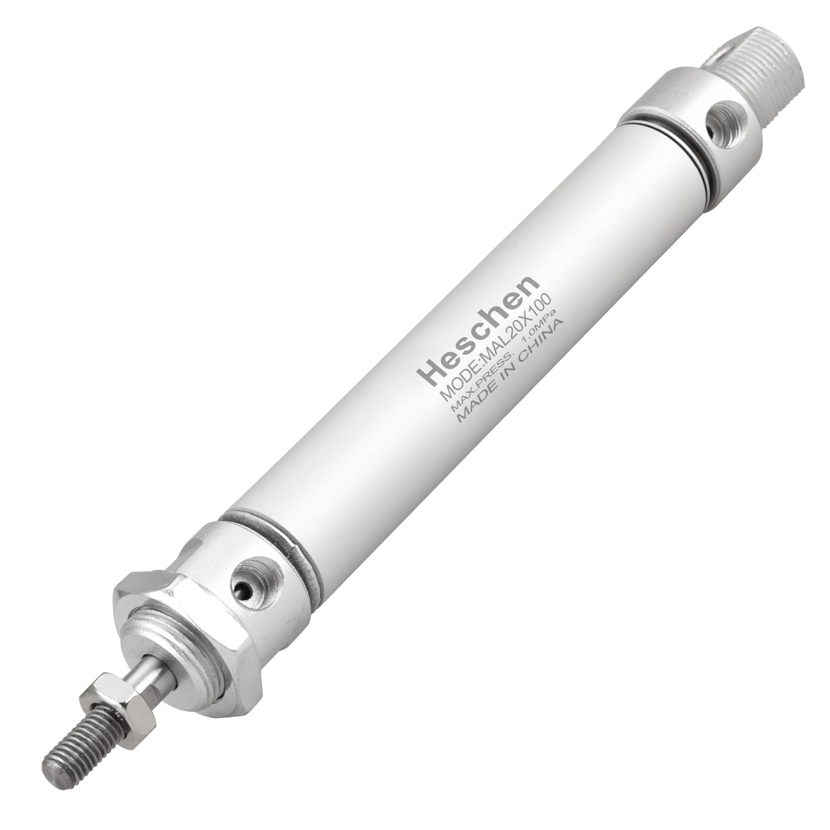 Heschen Pneumatic Slim Air Cylinder, MAL 20-100, PT1/8'' Port, 20mm Bore, 100mm Stroke, Double Acting